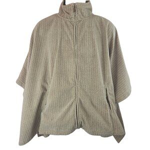L.L. Bean Womens Tan Herringbone Cape Poncho Jacket Large